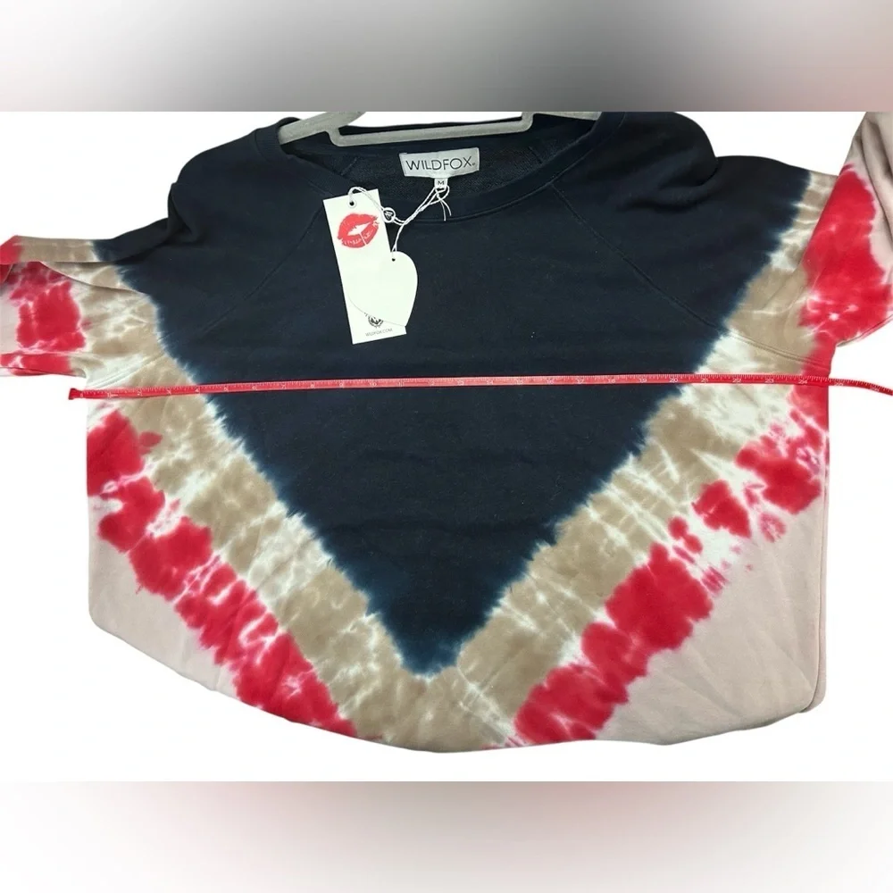 Wildfox Size Medium Daydreamer V-Pattern Tie-Dye Terry Oversized Crew Sweatshirt